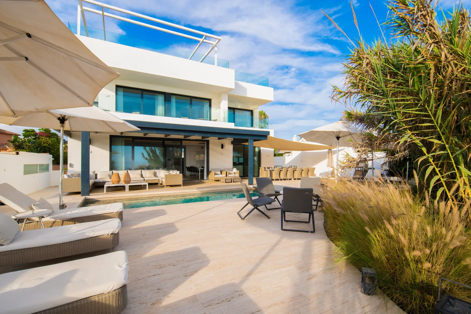 Villa DUNA — exterior view, Costabella, Marbella.